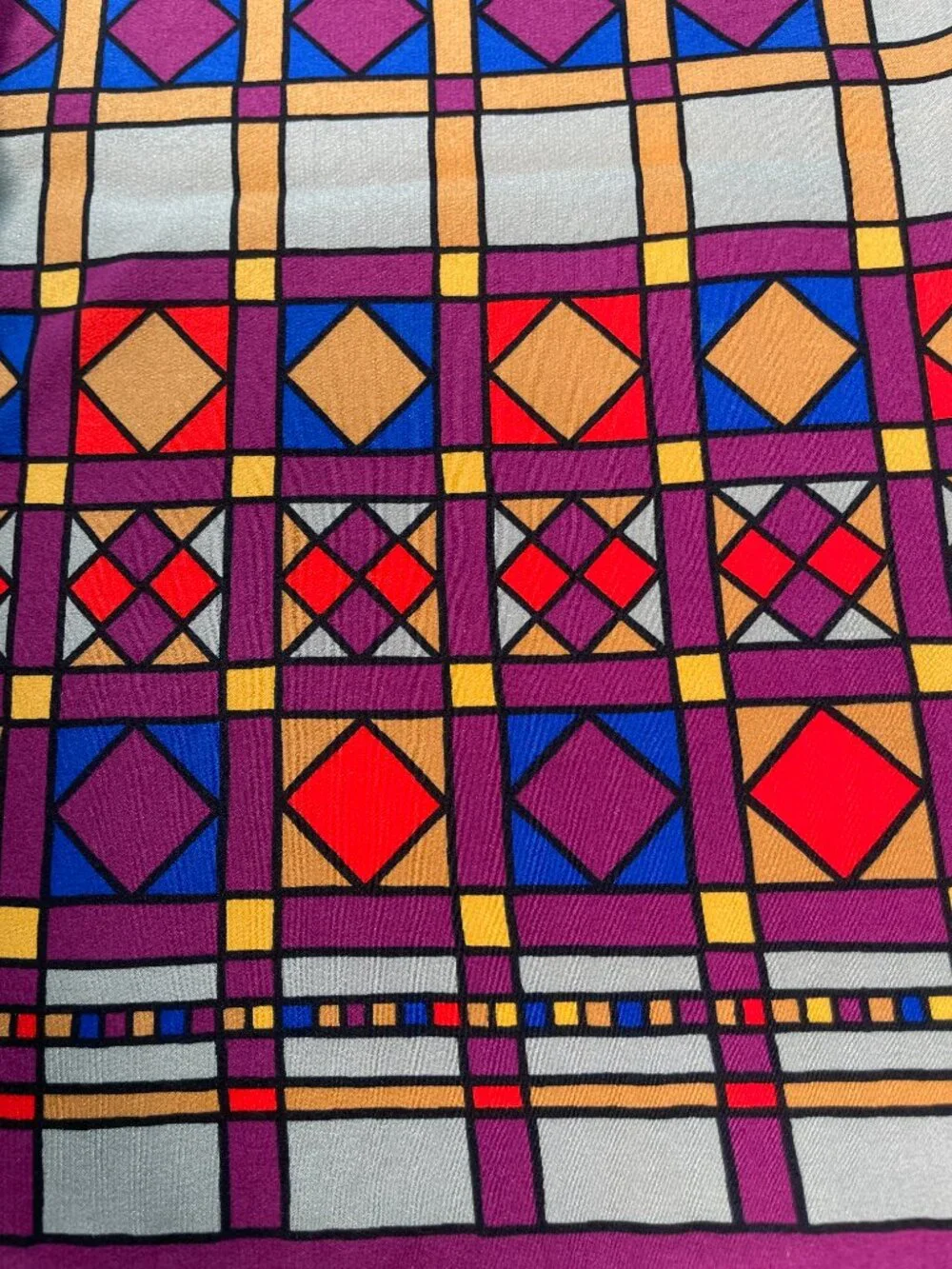 Vintage Christian Dior Silk Scarf Geometric Pattern - Picture 6 of 15